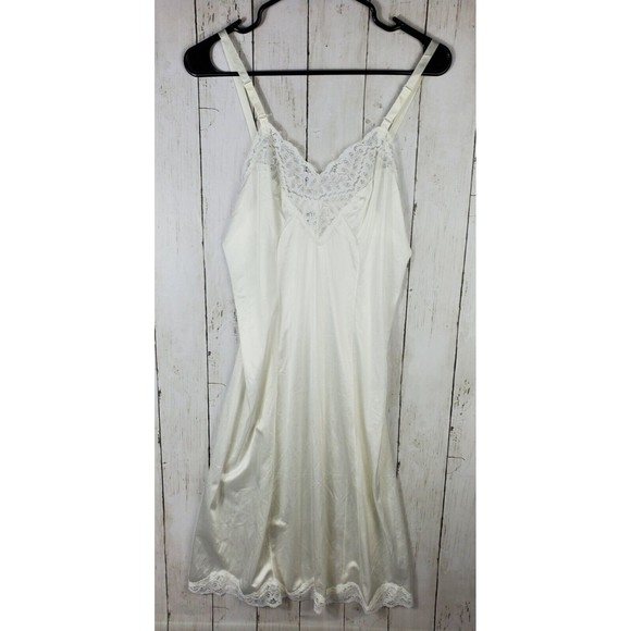 Vintage Pure Luxury White Night Slip Gown Women's 10/32 Lace detail Made in USA - Picture 1 of 6